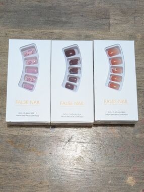 NEW ! Lot Of 3 Packs False Faux Nails Stick On *BINK